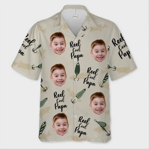 Custom Photo Just A Dad And His Boy - Family Personalized Custom Unisex Tropical Hawaiian Aloha Shirt - Summer Vacation Gift, Gift For Dad, Grandpa