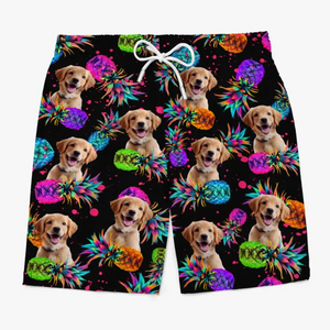 Custom Photo Fur And Sun Make Everything Fun - Dog & Cat Personalized Custom Tropical Hawaiian Aloha Men Beach Shorts - Summer Vacation Gift, Birthday Party Gift For Pet Owners, Pet Lovers