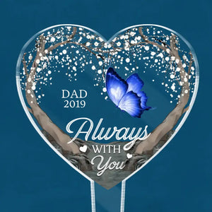 Your Light Will Always Shine In My Heart - Memorial Personalized Custom Stain Glass Style Acrylic Garden Stake - Sympathy Gift For Family Members