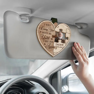 Custom Photo A Big Piece Of My Heart Lives In Heaven - Memorial Personalized Custom Car Visor Clip - Sympathy Gift For Family Members