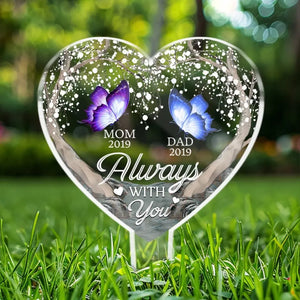 Your Light Will Always Shine In My Heart - Memorial Personalized Custom Stain Glass Style Acrylic Garden Stake - Sympathy Gift For Family Members