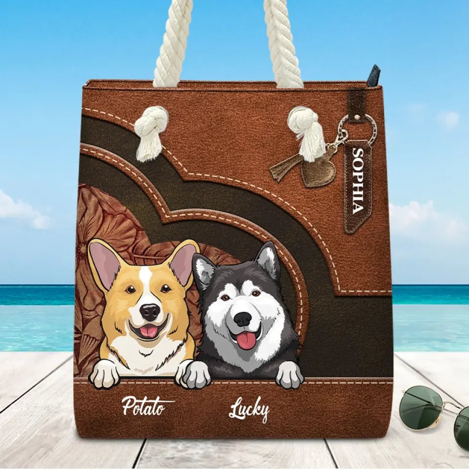 Barking Up A Summer Breeze - Dog Personalized Custom Beach Bag - Summer Vacation Gift For Pet Owners, Pet Lovers