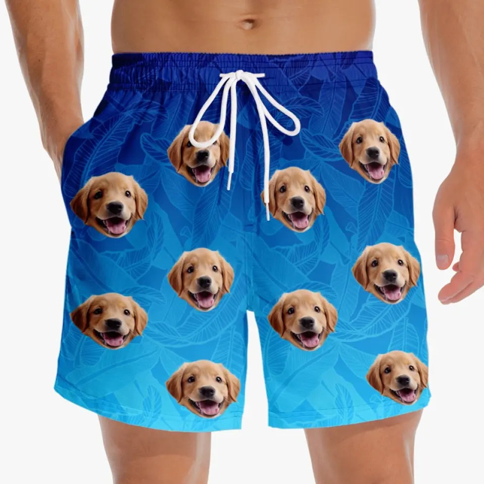 Custom Photo My Pet Thinks I'm A Catch - Dog & Cat Personalized Custom Tropical Hawaiian Aloha Men Beach Shorts - Summer Vacation Gift, Birthday Party Gift For Pet Owners, Pet Lovers