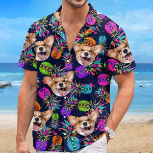 Custom Photo Summer State Of Mind - Dog & Cat Personalized Custom Unisex Tropical Hawaiian Aloha Shirt - Summer Vacation Gift, Gift For Pet Owners, Pet Lovers