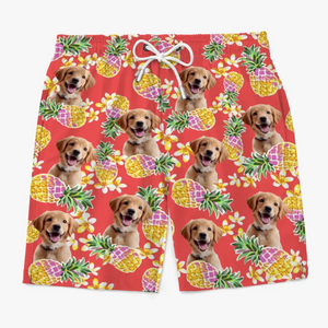 Custom Photo Running Towards The Sun - Dog & Cat Personalized Custom Tropical Hawaiian Aloha Men Beach Shorts - Summer Vacation Gift, Birthday Party Gift For Pet Owners, Pet Lovers