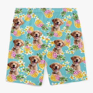 Custom Photo Running Towards The Sun - Dog & Cat Personalized Custom Tropical Hawaiian Aloha Men Beach Shorts - Summer Vacation Gift, Birthday Party Gift For Pet Owners, Pet Lovers