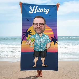 Custom Photo Beach Daze Always - Family Personalized Custom Beach Towel - Summer Vacation Gift, Birthday Pool Party Gift For Husband Wife, Family Members