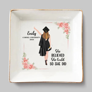 A Sweet Ending To The New Beginning - Family Personalized Custom Jewelry Dish - Graduation Gift For Family Members, Siblings, Brothers, Sisters