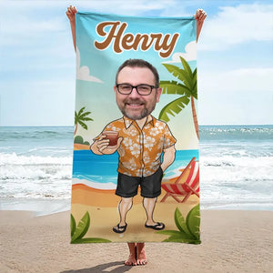 Custom Photo Vacay Vibes - Family Personalized Custom Beach Towel - Summer Vacation Gift, Birthday Pool Party Gift For Family Members