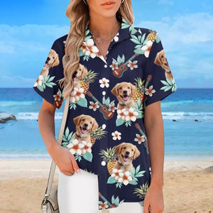 Custom Photo Keep Calm And Beach On - Dog & Cat Personalized Custom Unisex Tropical Hawaiian Aloha Shirt - Summer Vacation Gift, Gift For Pet Owners, Pet Lovers