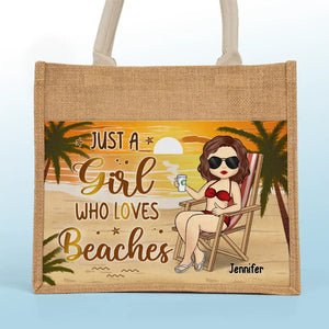 Life Is Better At The Beach - Bestie Personalized Custom Tote Gift Bags, Jute Tote Bags, Beach Bags - Gift For Best Friends, BFF, Sisters