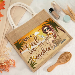 Life Is Better At The Beach - Bestie Personalized Custom Tote Gift Bags, Jute Tote Bags, Beach Bags - Gift For Best Friends, BFF, Sisters