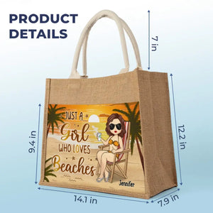 Life Is Better At The Beach - Bestie Personalized Custom Tote Gift Bags, Jute Tote Bags, Beach Bags - Gift For Best Friends, BFF, Sisters