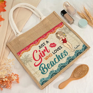 Summer Vacation - Bestie Personalized Custom Tote Gift Bags, Jute Tote Bags, Beach Bags - Gift For Best Friends, BFF, Sisters