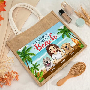 Best Dog Mom Ever - Dog Personalized Custom Tote Gift Bags, Jute Tote Bags, Beach Bags - Gift For Pet Owners, Pet Lovers