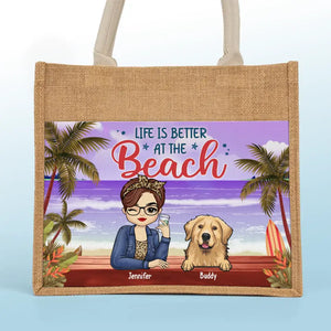 Best Dog Mom Ever - Dog Personalized Custom Tote Gift Bags, Jute Tote Bags, Beach Bags - Gift For Pet Owners, Pet Lovers