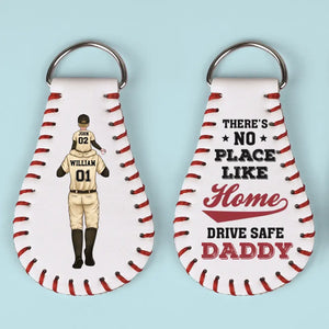 There's No Place Like Home - Family Personalized Custom Leather Keychain - Gift For Family Members