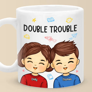 Double Trouble For The Parents - Family Personalized Custom Mug - Gift For Family Members