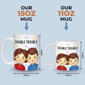 Double Trouble For The Parents - Family Personalized Custom Mug - Gift For Family Members