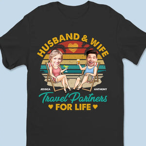 Custom Photo Travel Partners For Life - Couple Personalized Custom Unisex T-shirt, Hoodie, Sweatshirt - Gift For Husband Wife, Anniversary