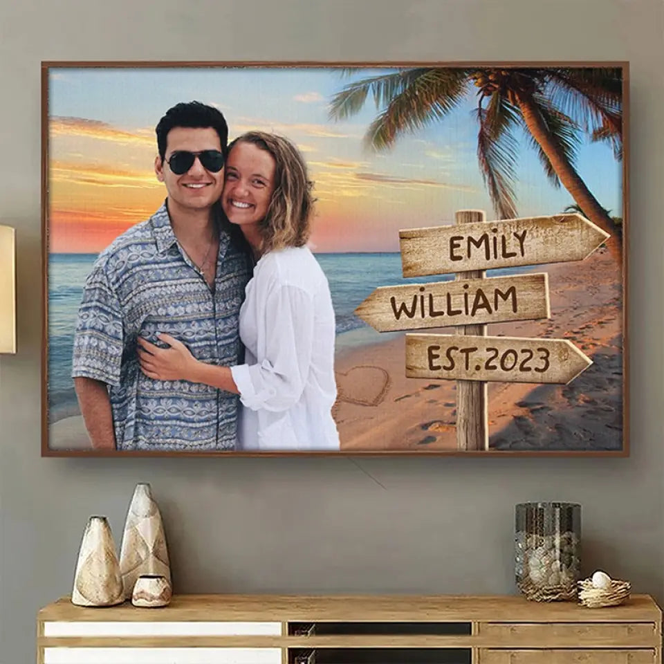 Custom Photo Where There Is Love There Is Life - Couple Personalized Custom Horizontal Poster - Gift For Husband Wife, Anniversary