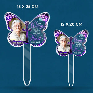 Custom Photo Your Memory Is A Treasure - Memorial Personalized Custom Stain Glass Style Acrylic Garden Stake - Sympathy Gift For Family Members