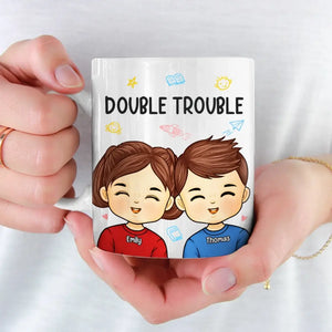 Double Trouble For The Parents - Family Personalized Custom Mug - Gift For Family Members