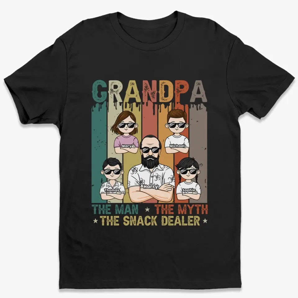 The Man The Myth The Snack Dealer - Family Personalized Custom Unisex T-shirt, Hoodie, Sweatshirt - Gift For Dad, Grandpa