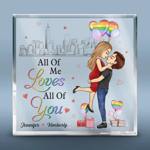 Love Wins, Love Matters - Couple Personalized Custom Square Shaped Acrylic Plaque - Gift For Husband Wife, Anniversary, LGBTQ+