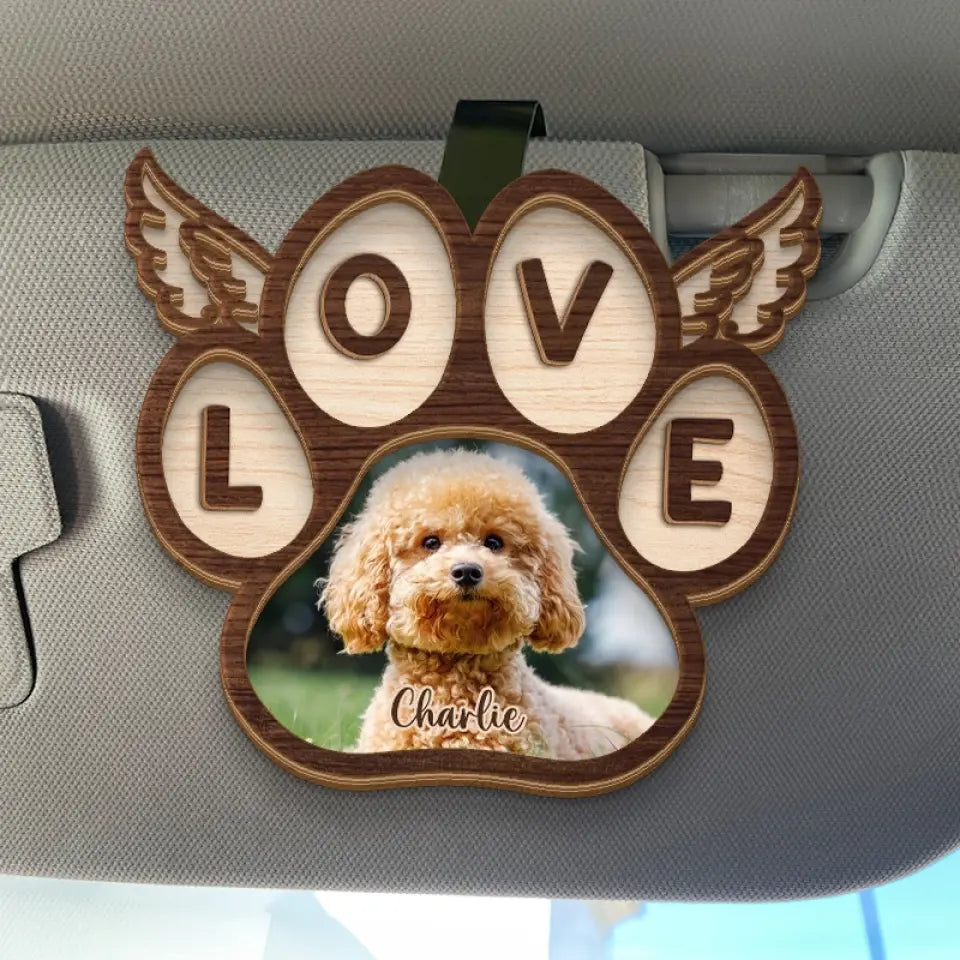 Custom Photo Over The Rainbow Bridge, Their Essence Remains - Memorial Personalized Custom Car Visor Clip - Sympathy Gift For Pet Owners, Pet Lovers