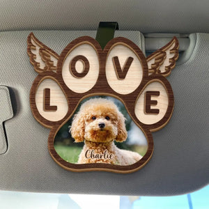 Custom Photo Over The Rainbow Bridge, Their Essence Remains - Memorial Personalized Custom Car Visor Clip - Sympathy Gift For Pet Owners, Pet Lovers