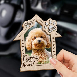 Custom Photo Forever In My Heart - Memorial Personalized Custom Car Visor Clip - Sympathy Gift For Pet Owners, Pet Lovers