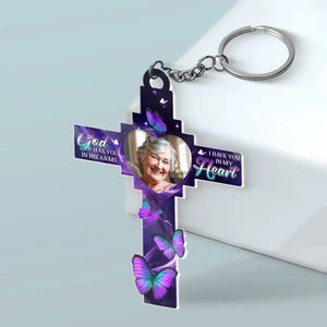 Custom Photo We Carry You With Us Always, Everywhere We Go - Memorial Personalized Custom Shaped Acrylic Keychain - Sympathy Gift For Family Members