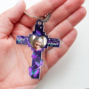 Custom Photo We Carry You With Us Always, Everywhere We Go - Memorial Personalized Custom Shaped Acrylic Keychain - Sympathy Gift For Family Members