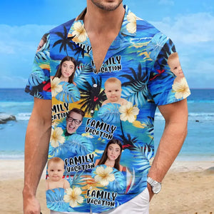 Custom Photo We Enjoy Happy Times And Good Sunshine - Family Personalized Custom Unisex Tropical Hawaiian Aloha Shirt - Summer Vacation Gift For Family Members