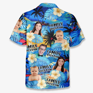 Custom Photo We Enjoy Happy Times And Good Sunshine - Family Personalized Custom Unisex Tropical Hawaiian Aloha Shirt - Summer Vacation Gift For Family Members