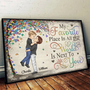 My Favorite Place In All The World Is Next To You - Couple Personalized Custom Horizontal Poster - Gift For Husband Wife, Anniversary, LGBTQ+