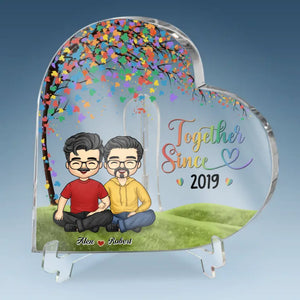 You Are My Rainbow - Couple Personalized Custom Heart Shaped Acrylic Plaque - Gift For Husband Wife, Anniversary, LGBTQ+