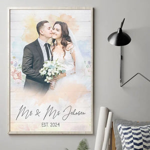 Custom Photo Happy Together With You - Couple Personalized Custom Vertical Poster - Gift For Husband Wife, Anniversary