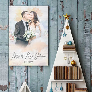 Custom Photo Happy Together With You - Couple Personalized Custom Vertical Poster - Gift For Husband Wife, Anniversary