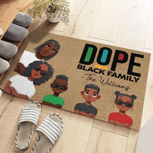 Dope Black Family - Family Personalized Custom Home Decor Decorative Mat - House Warming Gift For Family Members