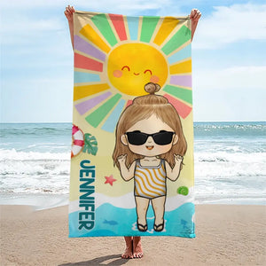 Smell The Sea And Feel The Sky - Family Personalized Custom Beach Towel - Summer Vacation Gift, Birthday Pool Party Gift For Family Members