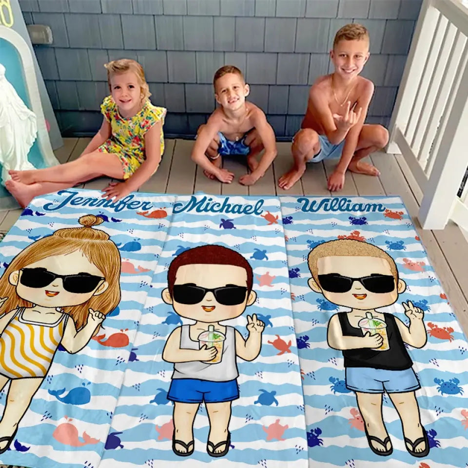 It’s Summer And Time For Wandering - Family Personalized Custom Beach Towel - Summer Vacation Gift, Birthday Pool Party Gift For Family Members