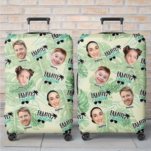 Custom Photo Remember That Happiness Is A Way Of Travel - Family Personalized Custom Luggage Cover - Summer Vacation Gift For Family Members