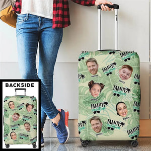 Custom Photo Remember That Happiness Is A Way Of Travel - Family Personalized Custom Luggage Cover - Summer Vacation Gift For Family Members