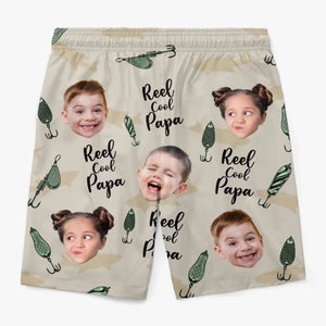 Custom Photo Reel Cool Papa - Family Personalized Custom Tropical Hawaiian Aloha Men Beach Shorts - Summer Vacation Gift For Dad, Grandpa