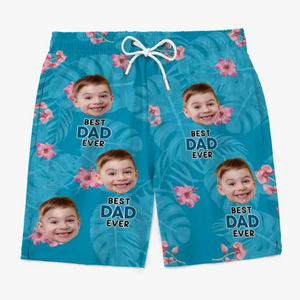 Custom Photo Best Daddy Ever - Family Personalized Custom Tropical Hawaiian Aloha Men Beach Shorts - Summer Vacation Gift For Dad, Grandpa