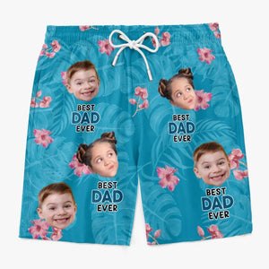 Custom Photo Best Daddy Ever - Family Personalized Custom Tropical Hawaiian Aloha Men Beach Shorts - Summer Vacation Gift For Dad, Grandpa