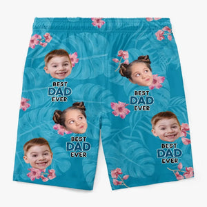 Custom Photo Best Daddy Ever - Family Personalized Custom Tropical Hawaiian Aloha Men Beach Shorts - Summer Vacation Gift For Dad, Grandpa