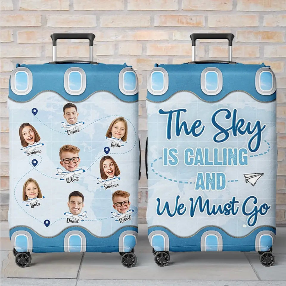 Custom Photo Side By Side, Exploring The Wide - Family Personalized Custom Luggage Cover - Summer Vacation Gift For Family Members